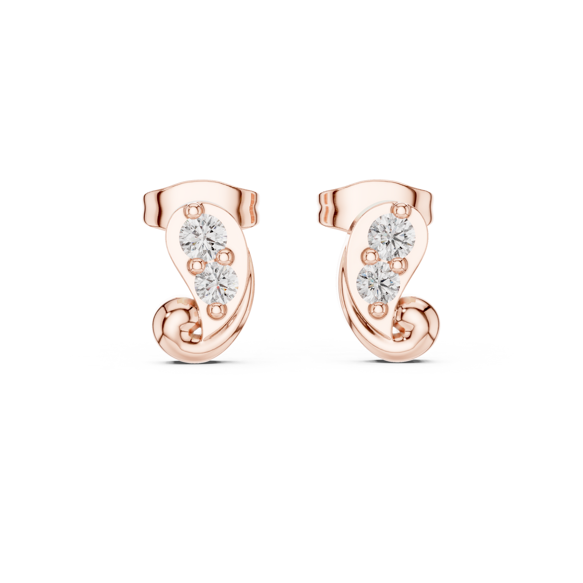 Sculpted Duo Curve Diamond Studs