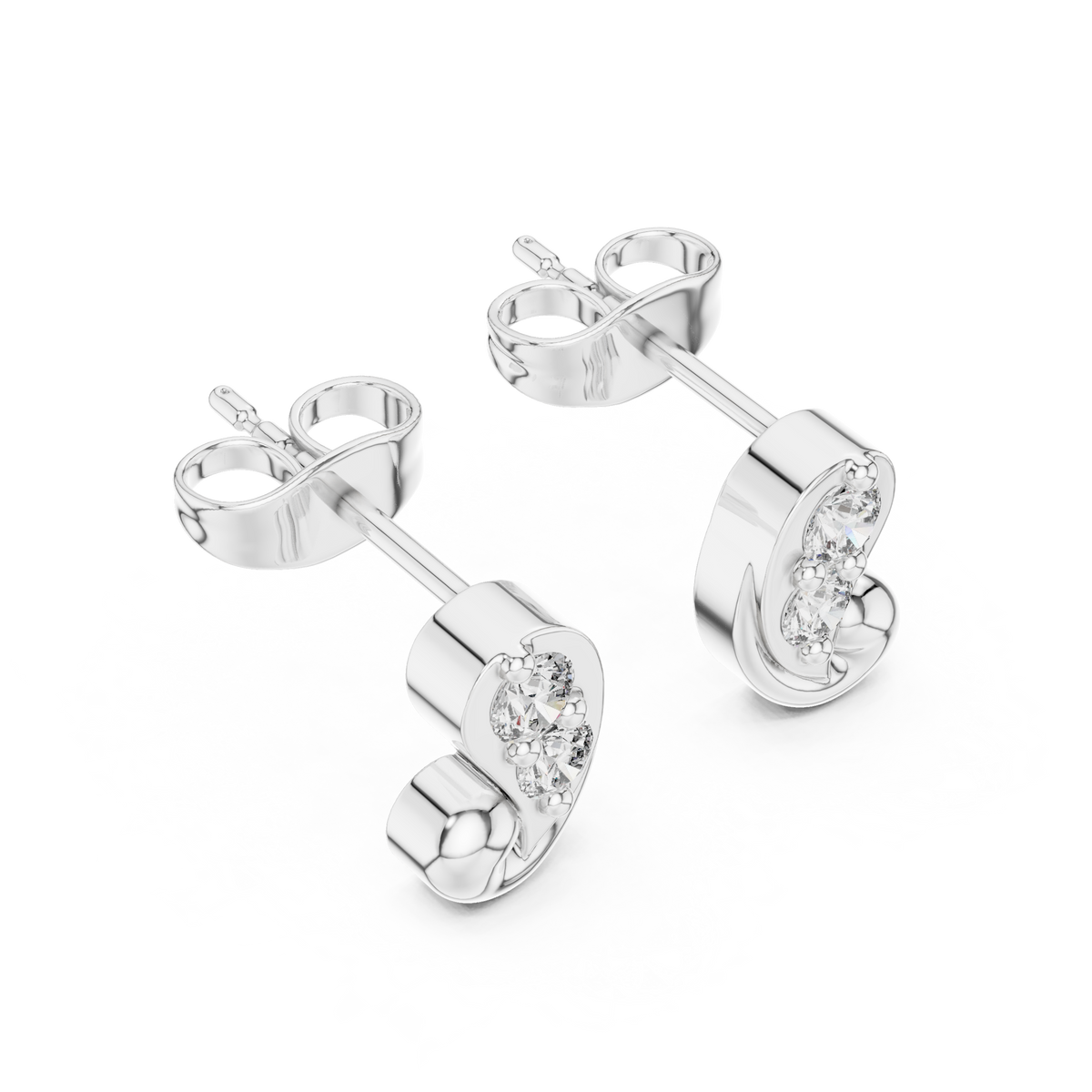 Sculpted Duo Curve Diamond Studs