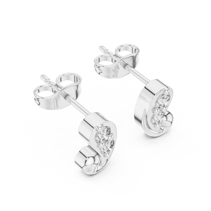 Sculpted Duo Curve Diamond Studs