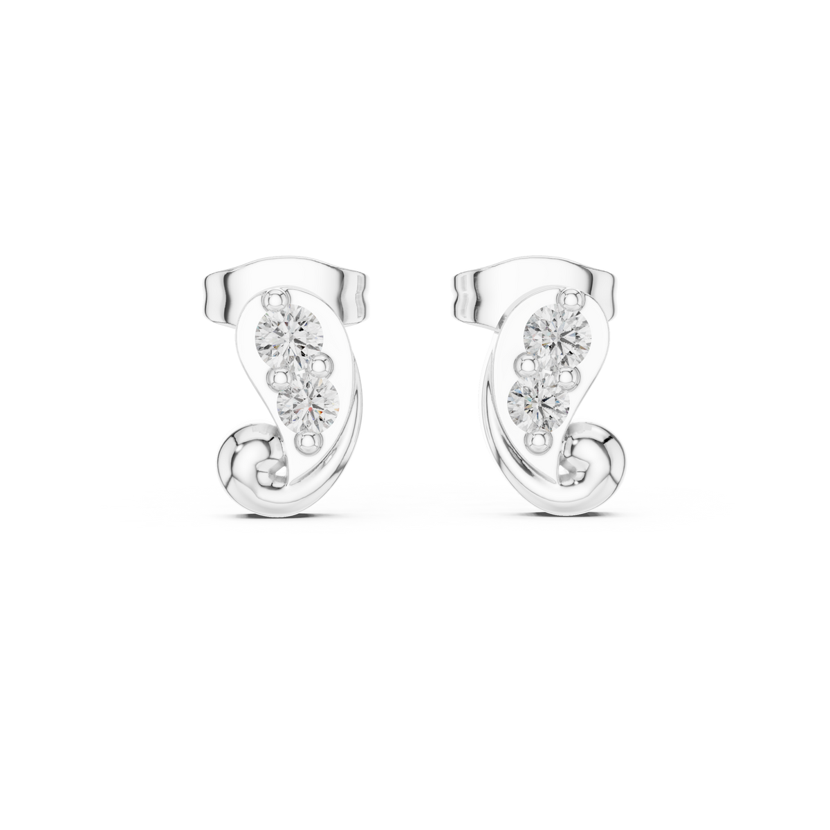Sculpted Duo Curve Diamond Studs