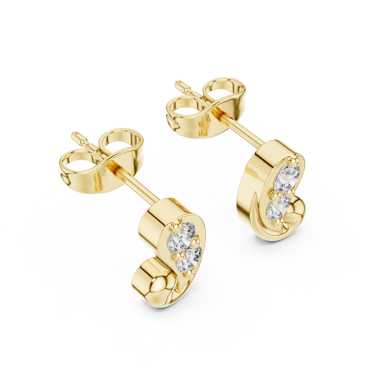 Sculpted Duo Curve Diamond Studs