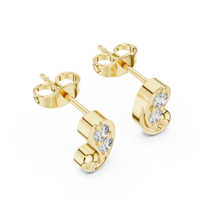 Sculpted Duo Curve Diamond Studs