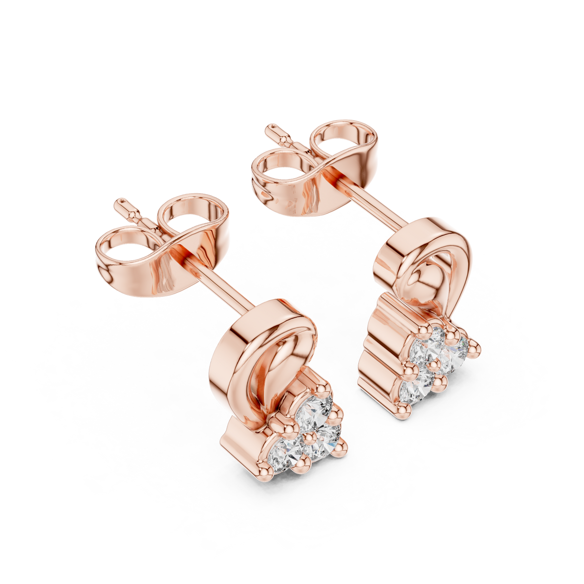 Sculpted Leaf Trio Diamond Studs