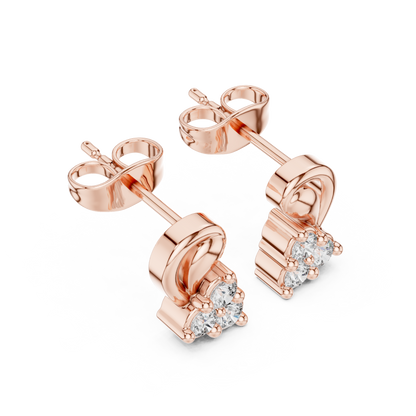 Sculpted Leaf Trio Diamond Studs