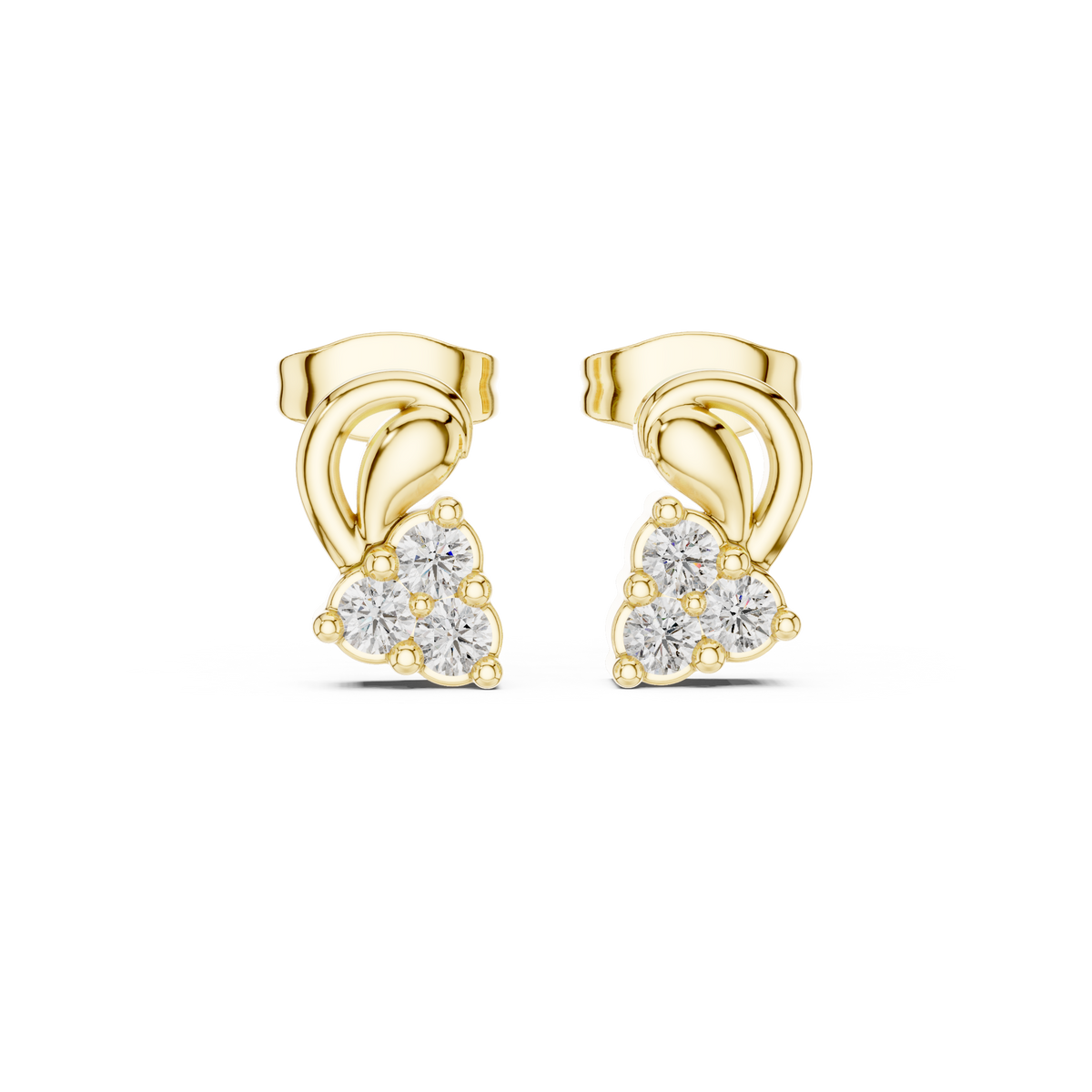 Sculpted Leaf Trio Diamond Studs