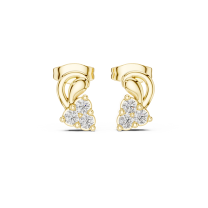 Sculpted Leaf Trio Diamond Studs