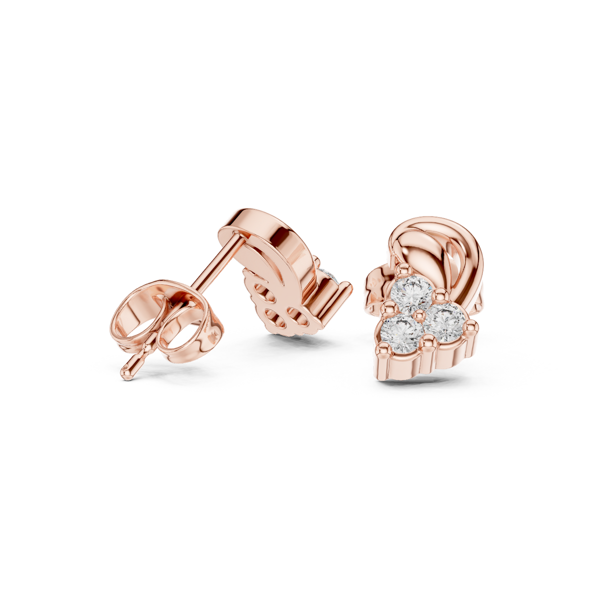 Sculpted Leaf Trio Diamond Studs