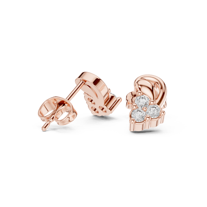 Sculpted Leaf Trio Diamond Studs
