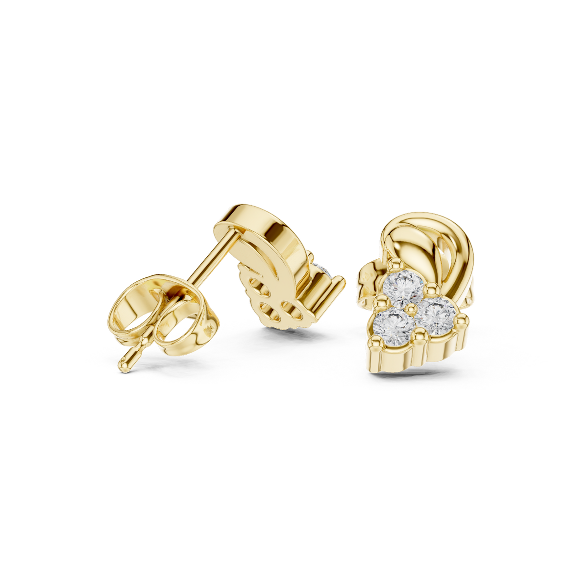 Sculpted Leaf Trio Diamond Studs