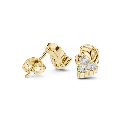 Sculpted Leaf Trio Diamond Studs