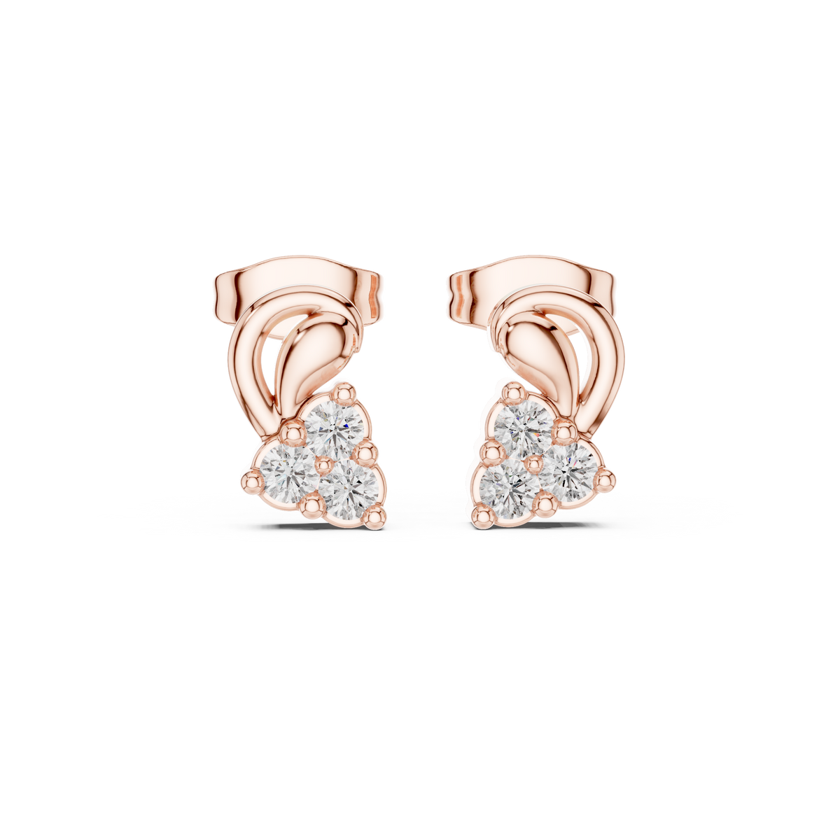 Sculpted Leaf Trio Diamond Studs