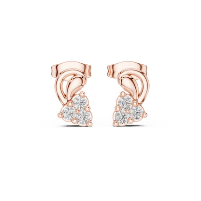 Sculpted Leaf Trio Diamond Studs