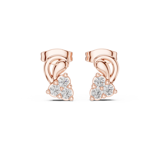 Sculpted Leaf Trio Diamond Studs
