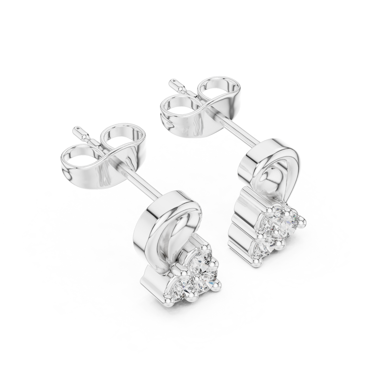 Sculpted Leaf Trio Diamond Studs