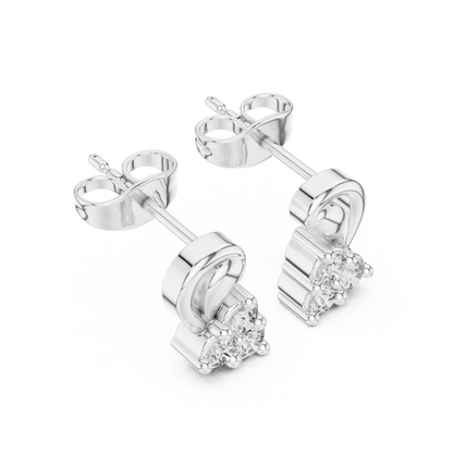 Sculpted Leaf Trio Diamond Studs