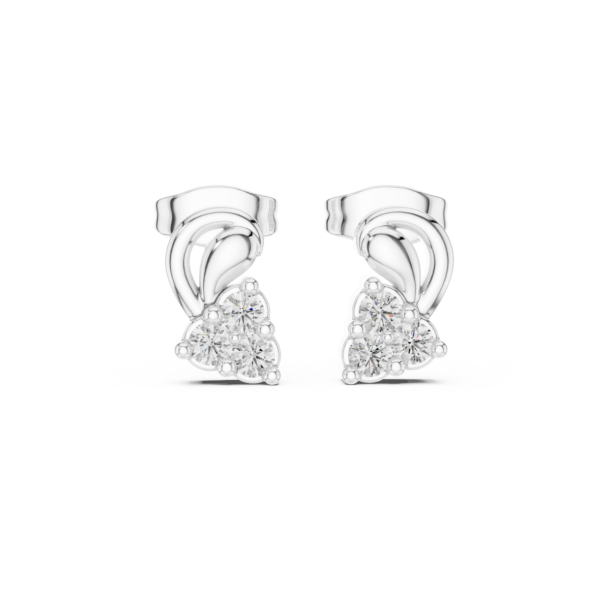 Sculpted Leaf Trio Diamond Studs