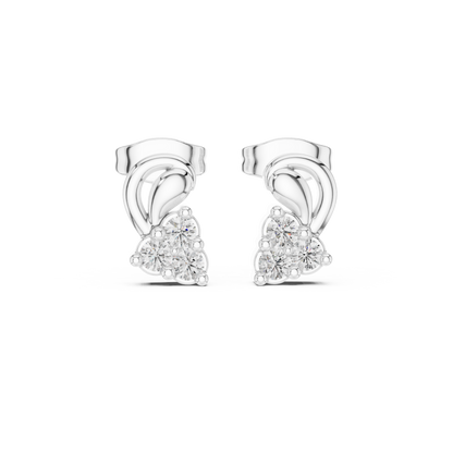 Sculpted Leaf Trio Diamond Studs