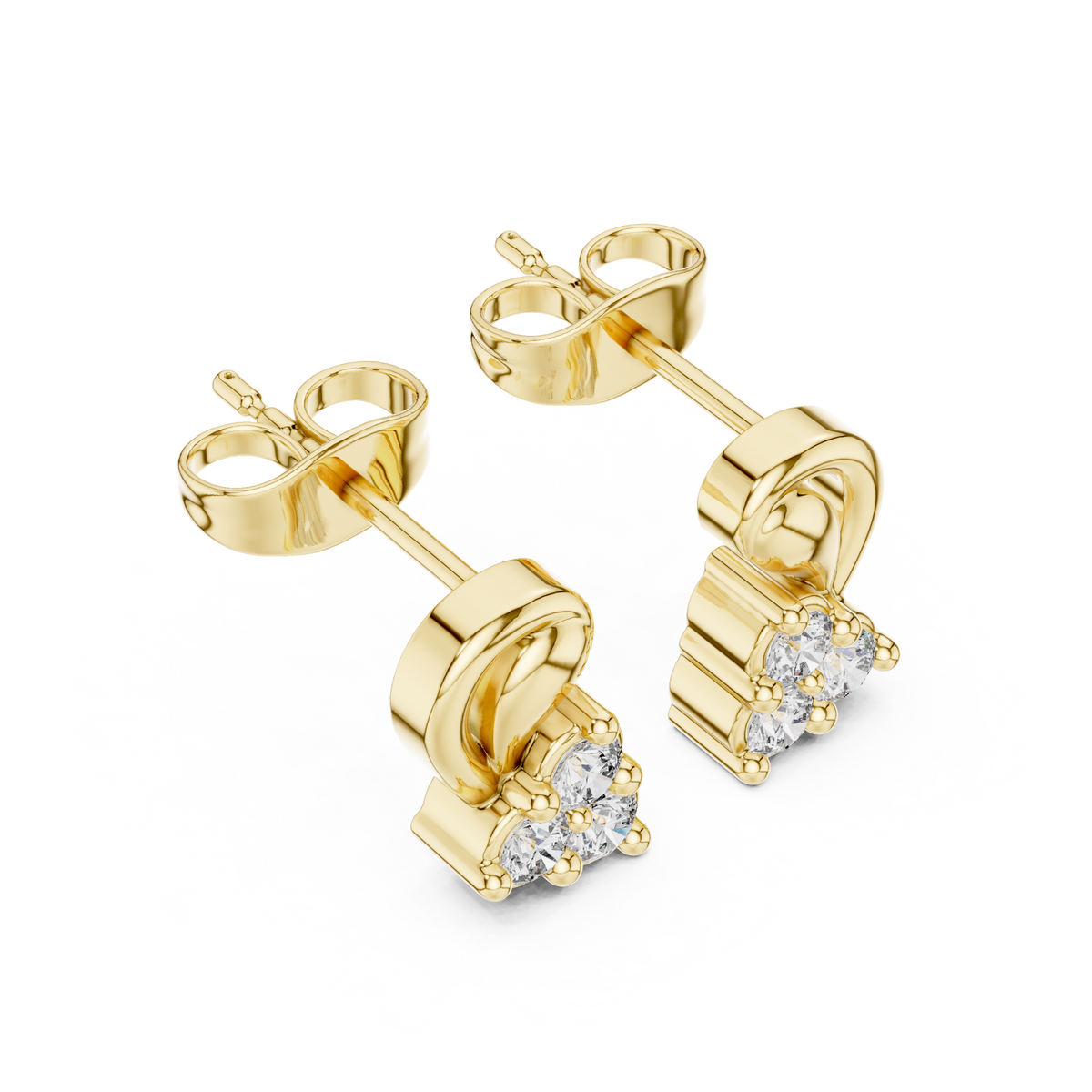 Sculpted Leaf Trio Diamond Studs