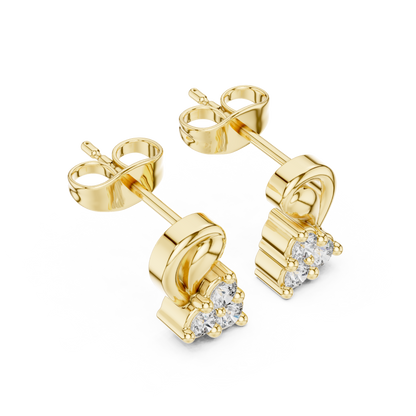 Sculpted Leaf Trio Diamond Studs