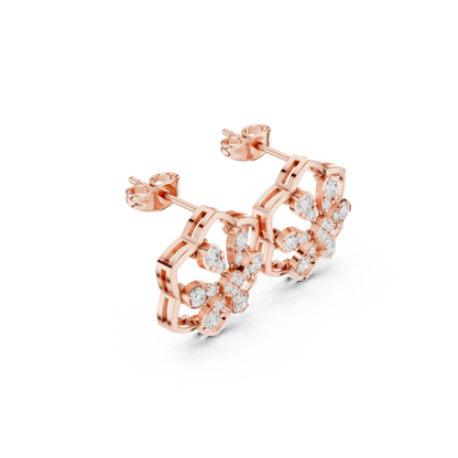 Clover Frame Floral Diamond Studs
