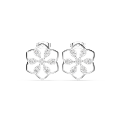 Clover Frame Floral Diamond Studs