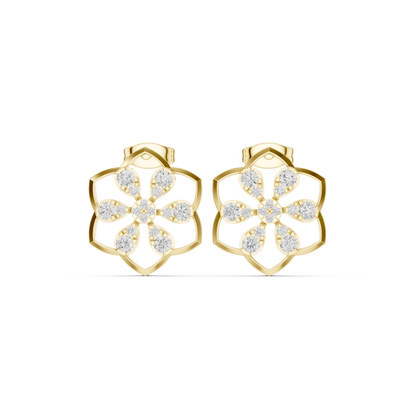 Clover Frame Floral Diamond Studs