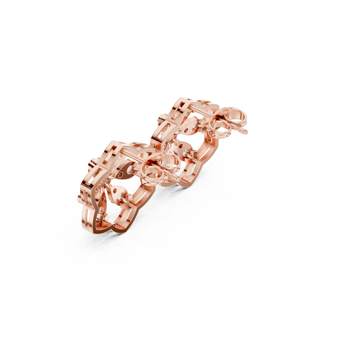 Clover Frame Floral Diamond Studs