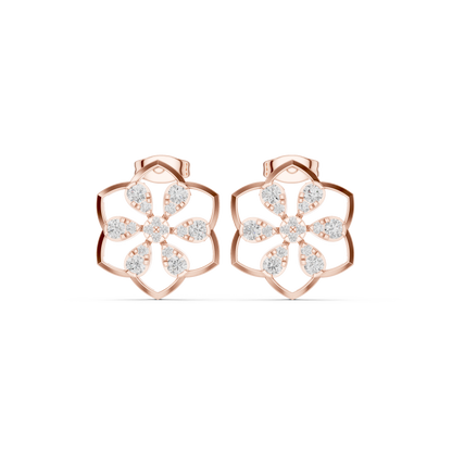 Clover Frame Floral Diamond Studs