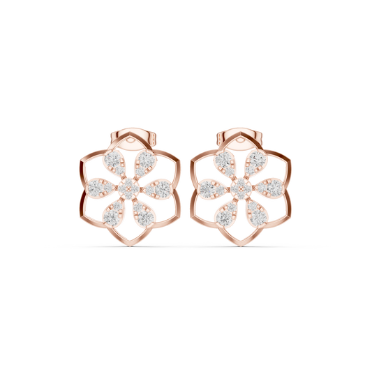 Clover Frame Floral Diamond Studs