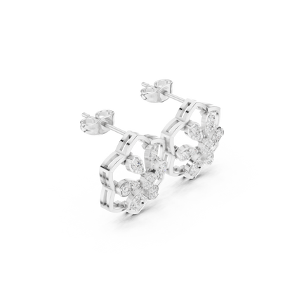 Clover Frame Floral Diamond Studs