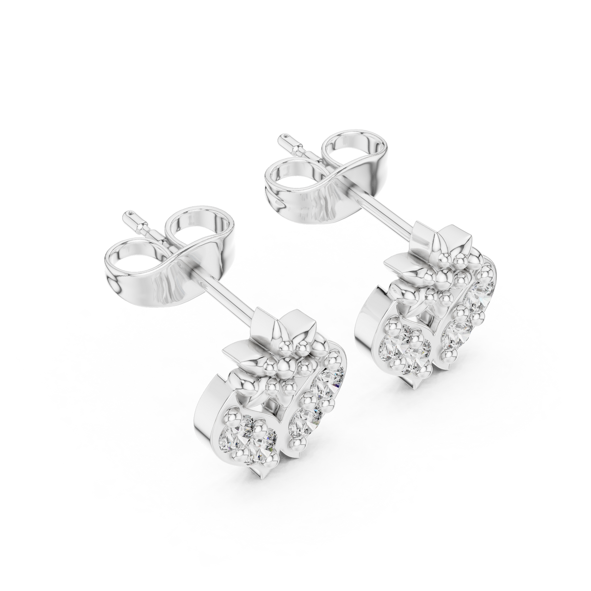 Petal Crest Cluster Diamond Studs