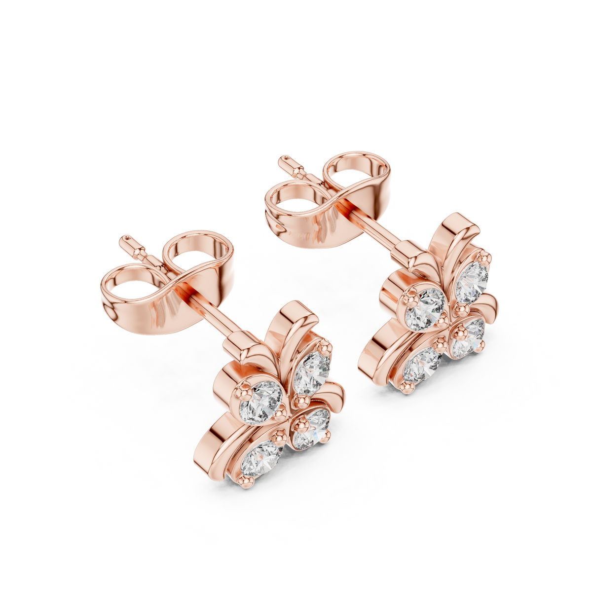 Sculpted Butterfly Quartet Diamond Studs