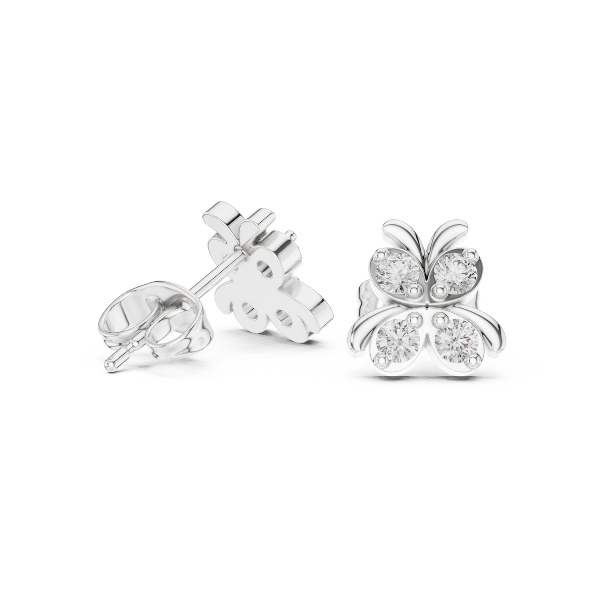Sculpted Butterfly Quartet Diamond Studs