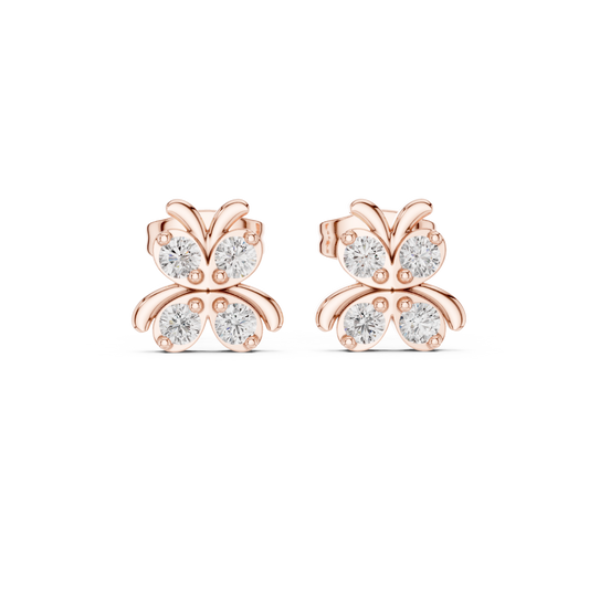 Sculpted Butterfly Quartet Diamond Studs