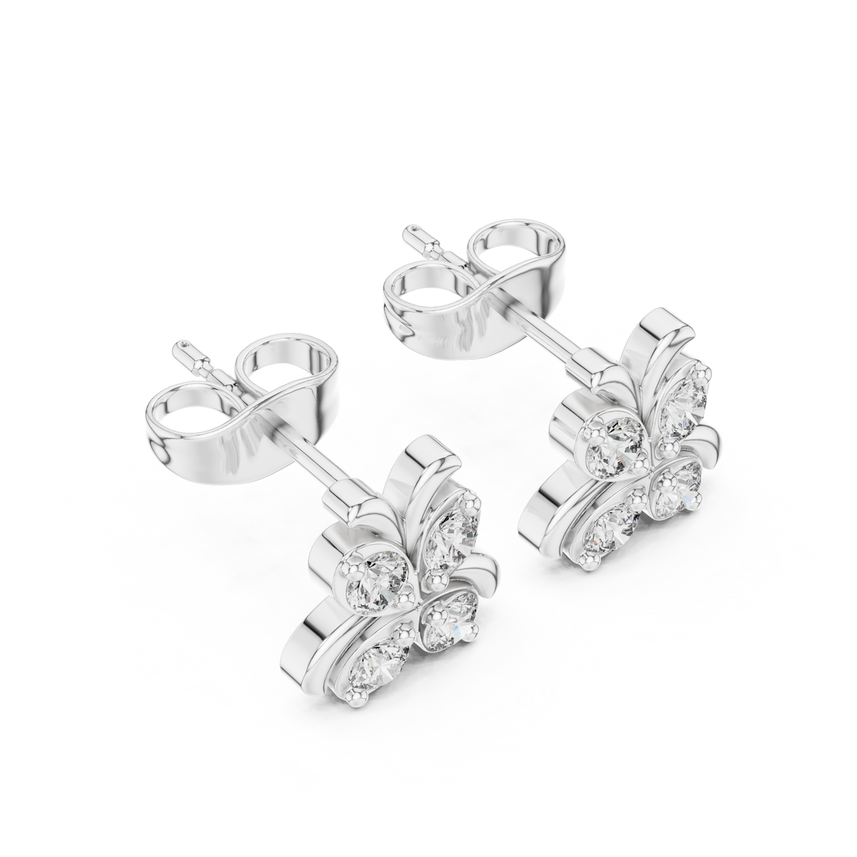 Sculpted Butterfly Quartet Diamond Studs