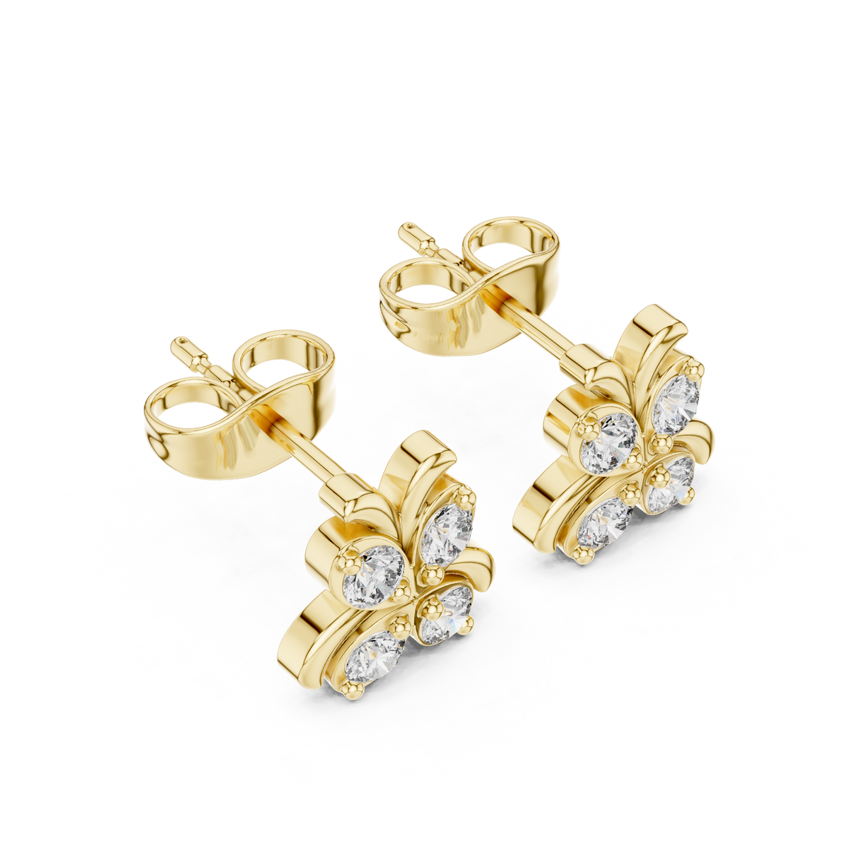Sculpted Butterfly Quartet Diamond Studs