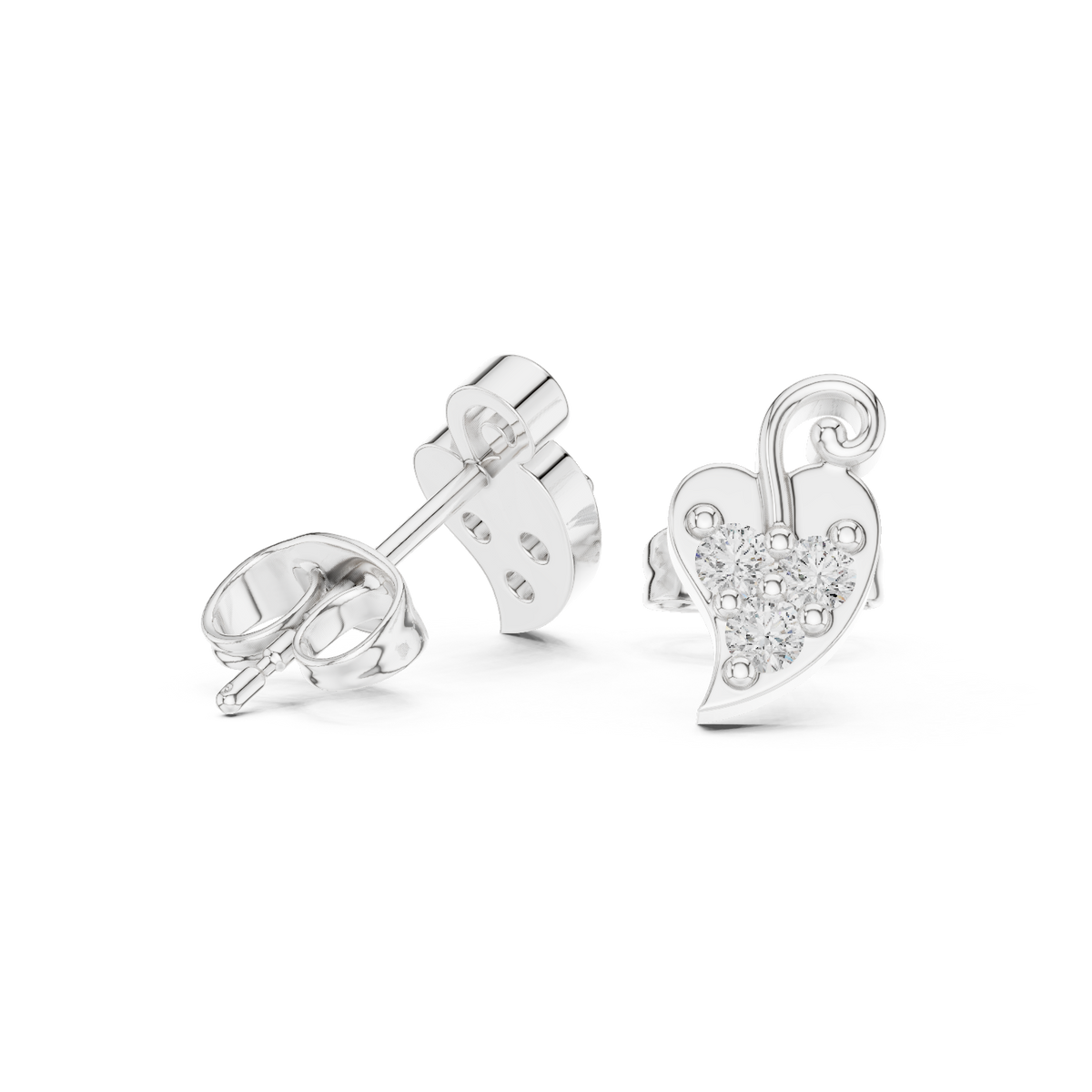 Heartleaf Swirl Quartet Diamond Studs
