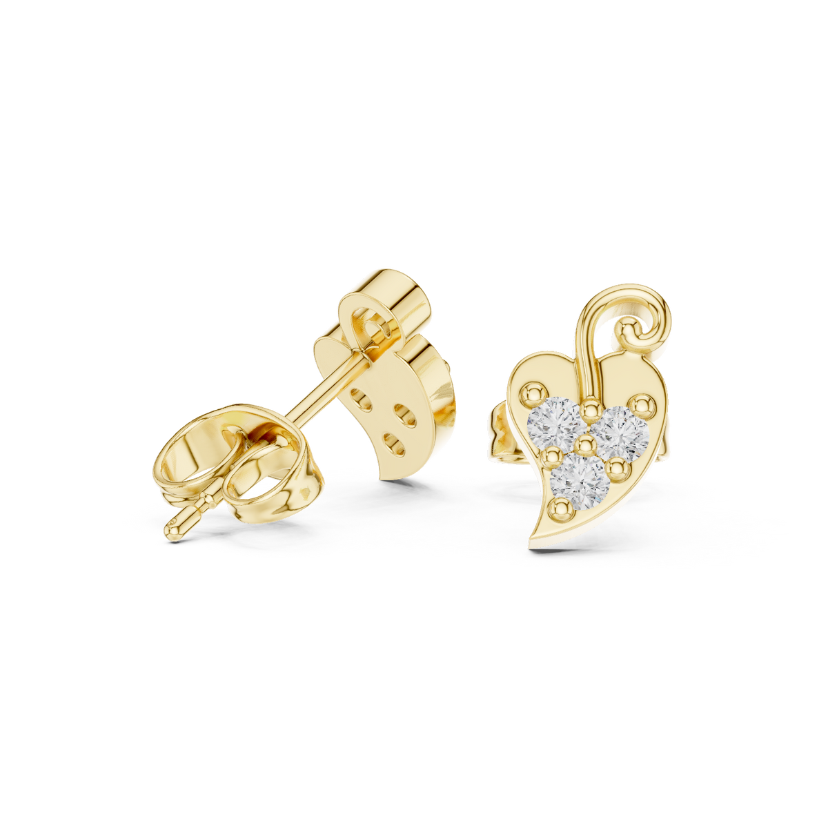 Heartleaf Swirl Quartet Diamond Studs