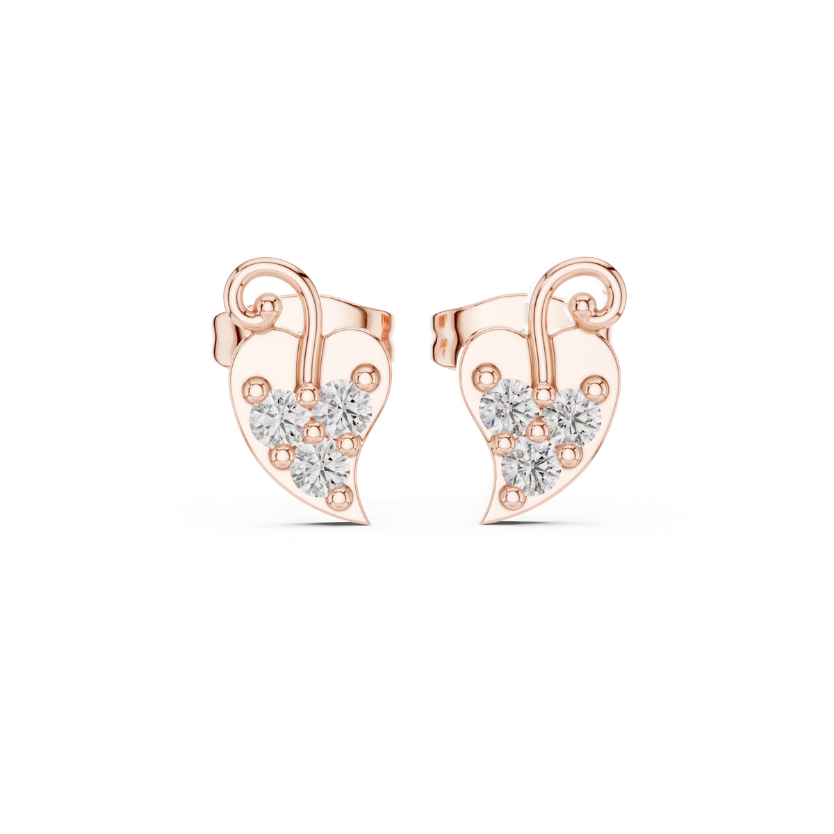 Heartleaf Swirl Quartet Diamond Studs