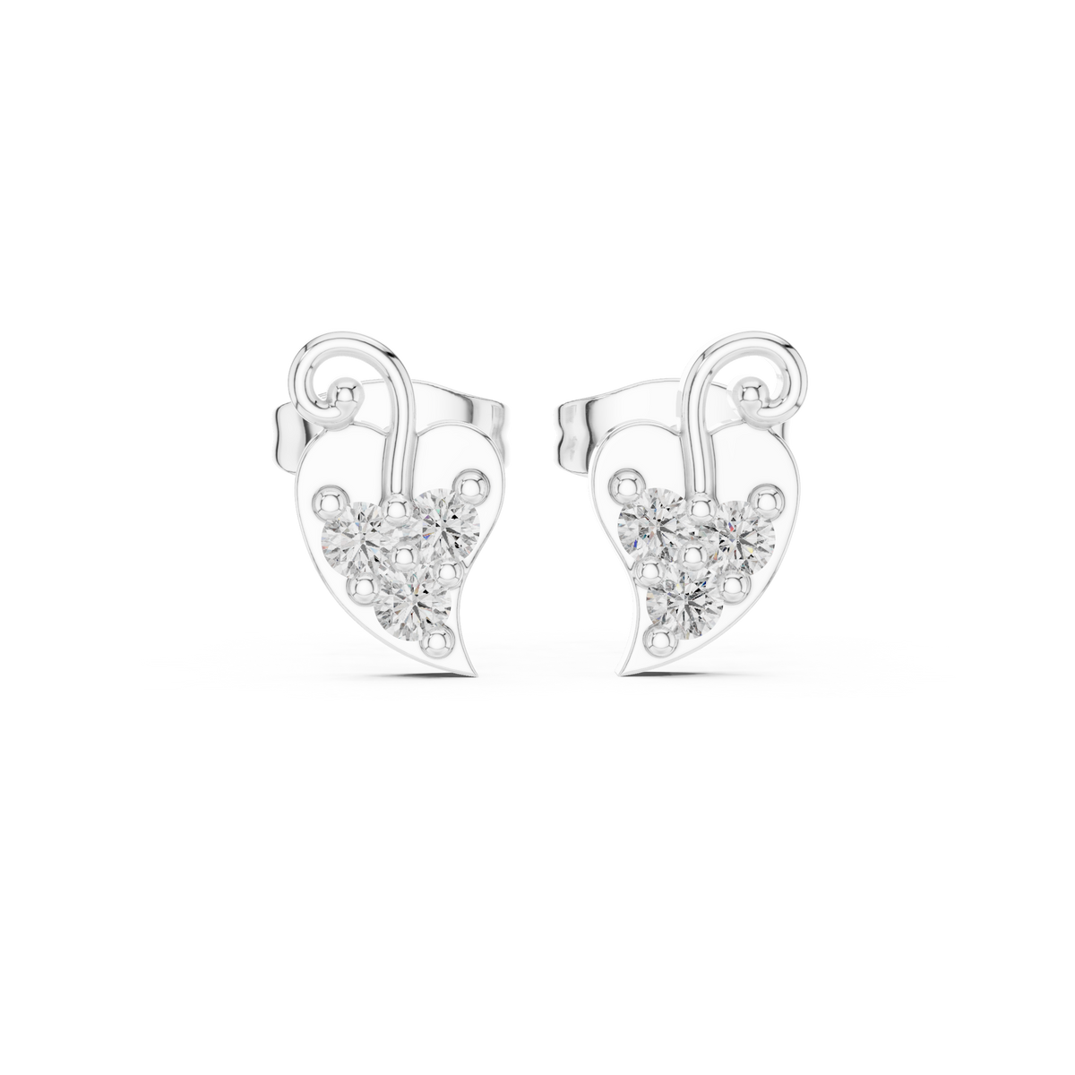 Heartleaf Swirl Quartet Diamond Studs