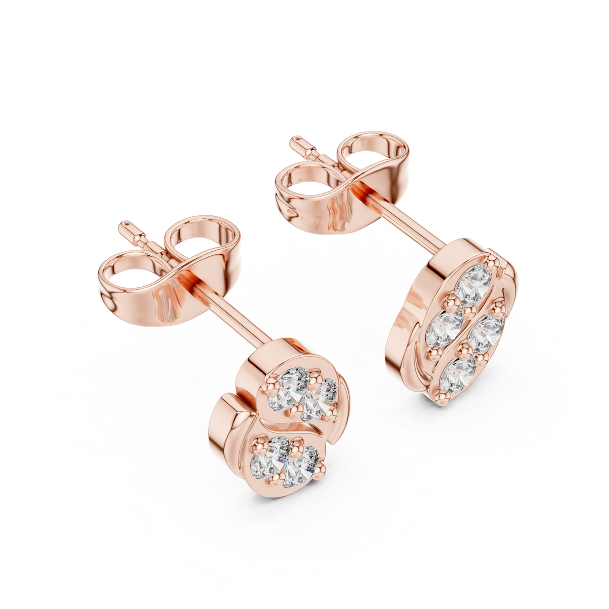 Sculpted Scroll Leaf Diamond Studs