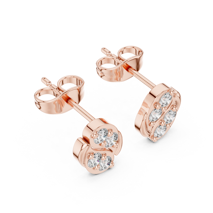 Sculpted Scroll Leaf Diamond Studs