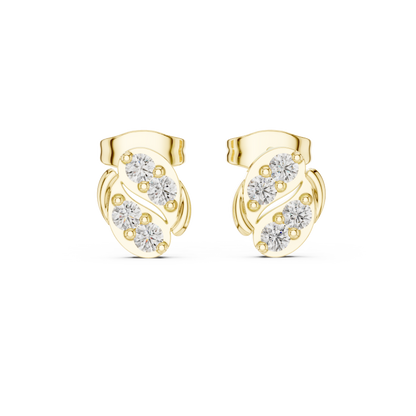 Sculpted Scroll Leaf Diamond Studs