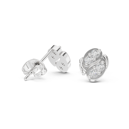 Sculpted Scroll Leaf Diamond Studs
