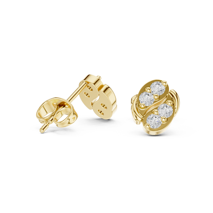 Sculpted Scroll Leaf Diamond Studs