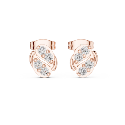 Sculpted Scroll Leaf Diamond Studs