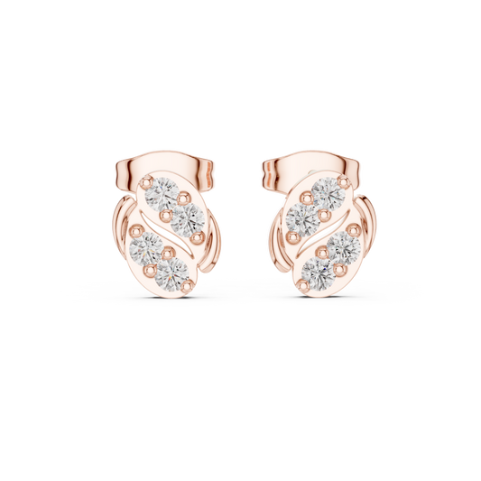 Sculpted Scroll Leaf Diamond Studs