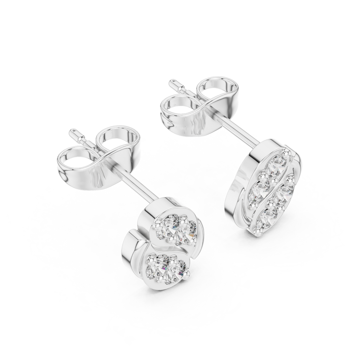 Sculpted Scroll Leaf Diamond Studs
