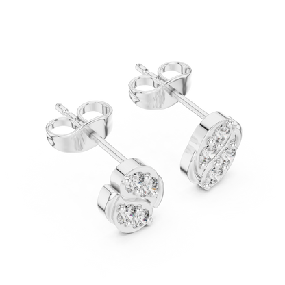 Sculpted Scroll Leaf Diamond Studs