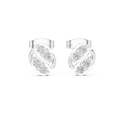 Sculpted Scroll Leaf Diamond Studs